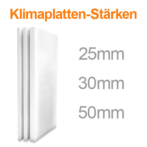 Unterschiedliche Klimaplatten Stärken (25mm, 30mm, 50mm)